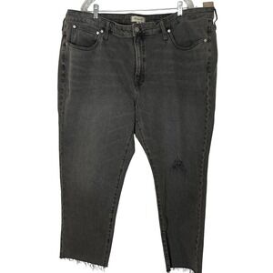Madewell The Perfect Vintage Jean 26W Plus Faded Black Distressed  Grunge NEW